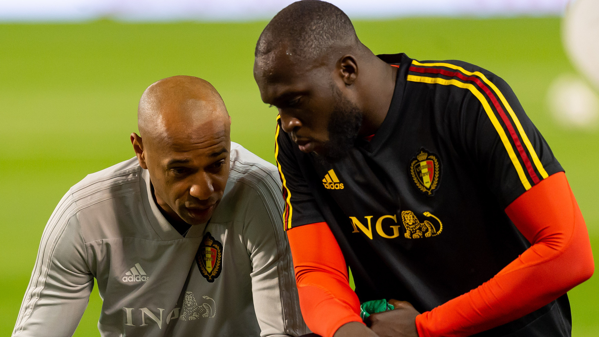 Thierry Henry (L) and Romelu Lukaku (R) have worked closely together with Belgium