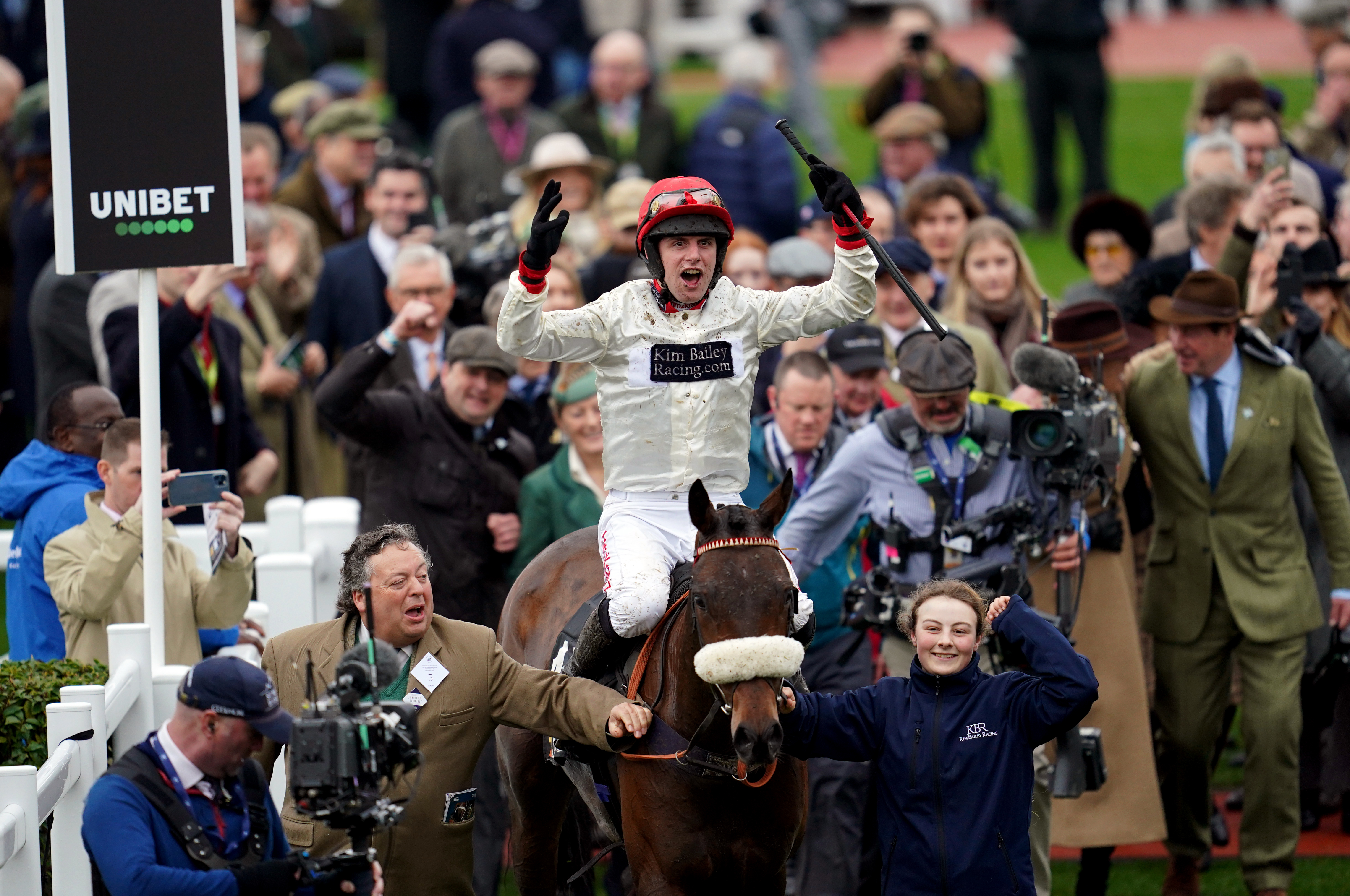 David Bass celebrates his Festival win