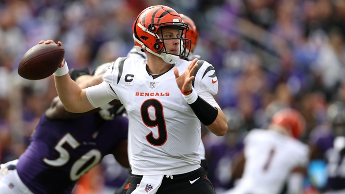 Joe Burrow in action for the Bengals against the Ravens