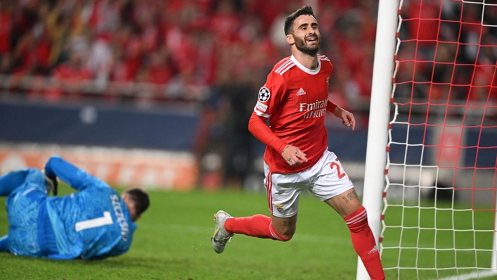 Rafa Silva celebrates after scoring Benfica's third goal against Juventus