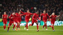 Liverpool celebrate their 2022 EFL Cup final win over Chelsea