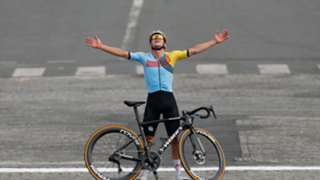 Evenepoel celebrates in picture-perfect fashion after Olympics road race gold