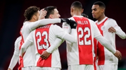 Ajax celebrate against Sporting CP in the Champions League