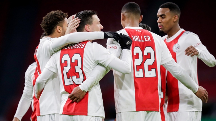 Ajax celebrate against Sporting CP in the Champions League