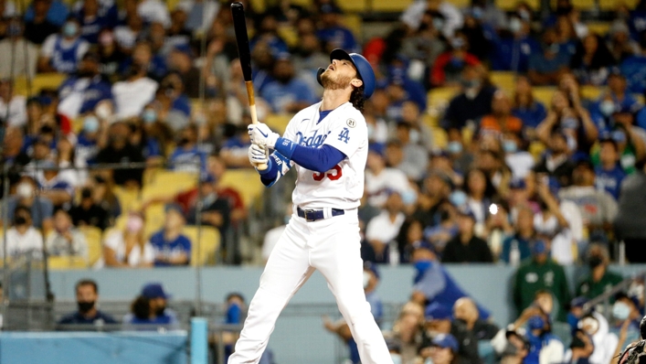 Los Angeles Dodgers star Cody Bellinger reacts