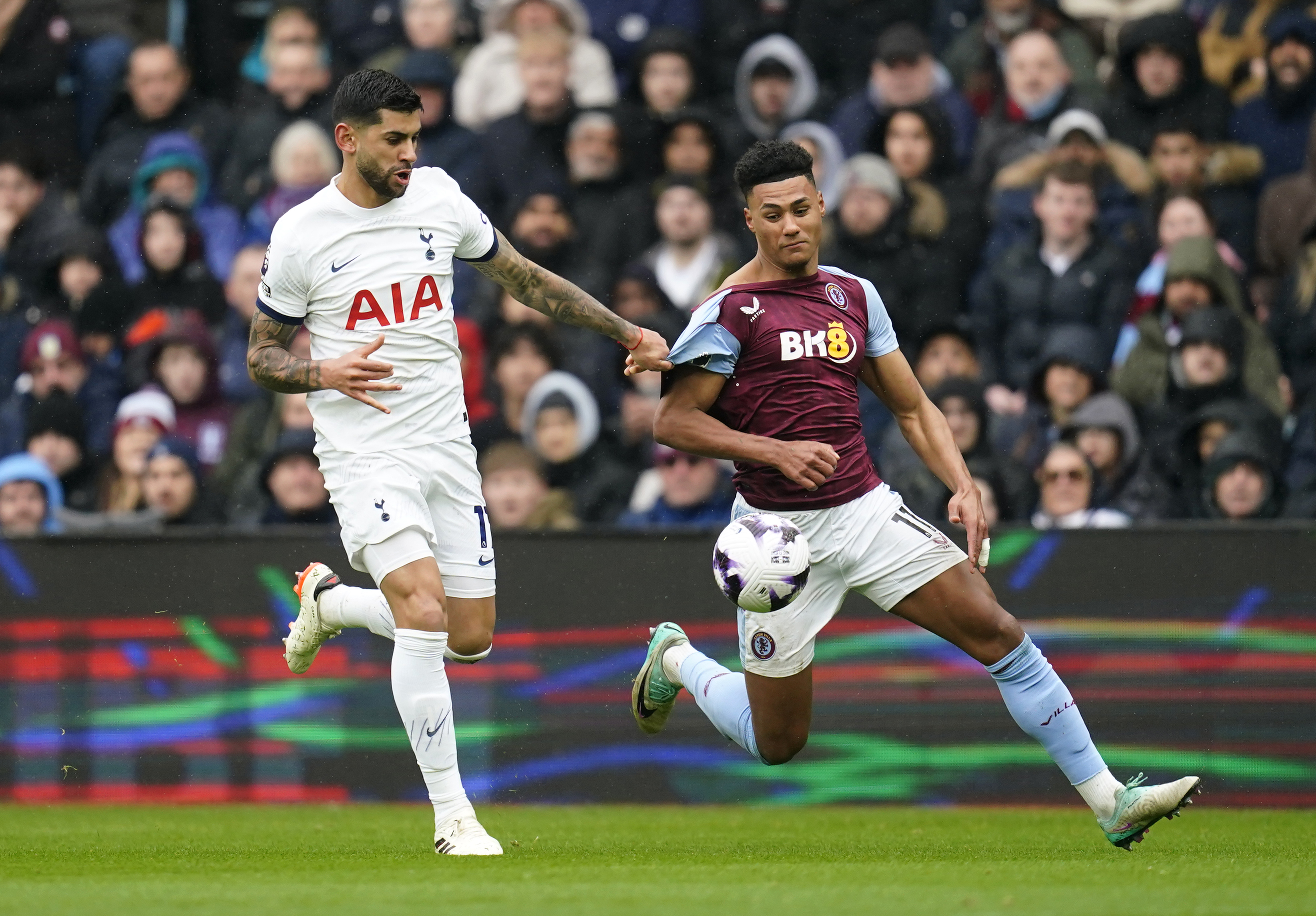 Ollie Watkins, right, endured a frustrating afternoon