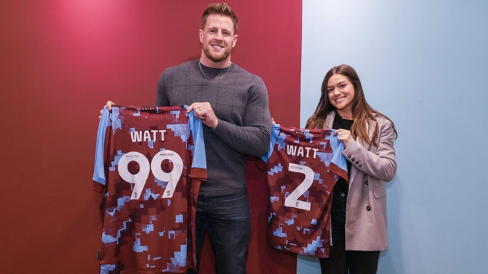 JJ Watt and his wife Kealia, an ex-forward capped three times by the United States, have invested in Burnley (Handout photo)