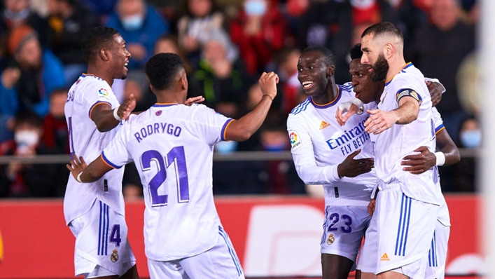 Real Madrid celebrating against Mallorca