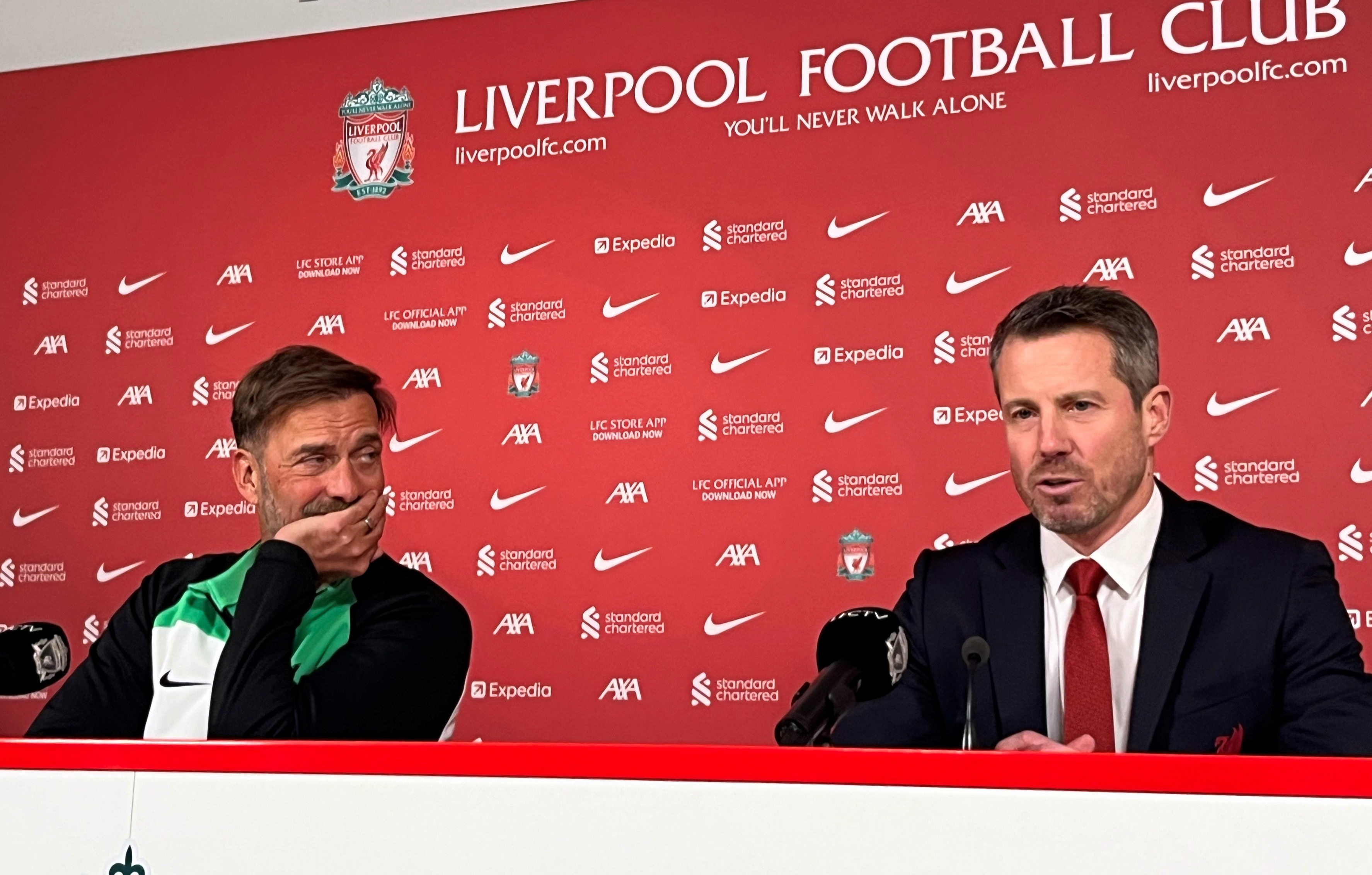 Liverpool manager Jurgen Klopp with chief executive Billy Hogan
