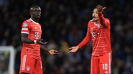 Tensions between Bayern Munich's Sadio Mane (L) and Leroy Sane (R) reportedly escalated after the final whistle in Manchester