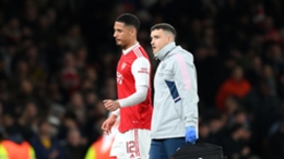 William Saliba hobbled off against Sporting CP