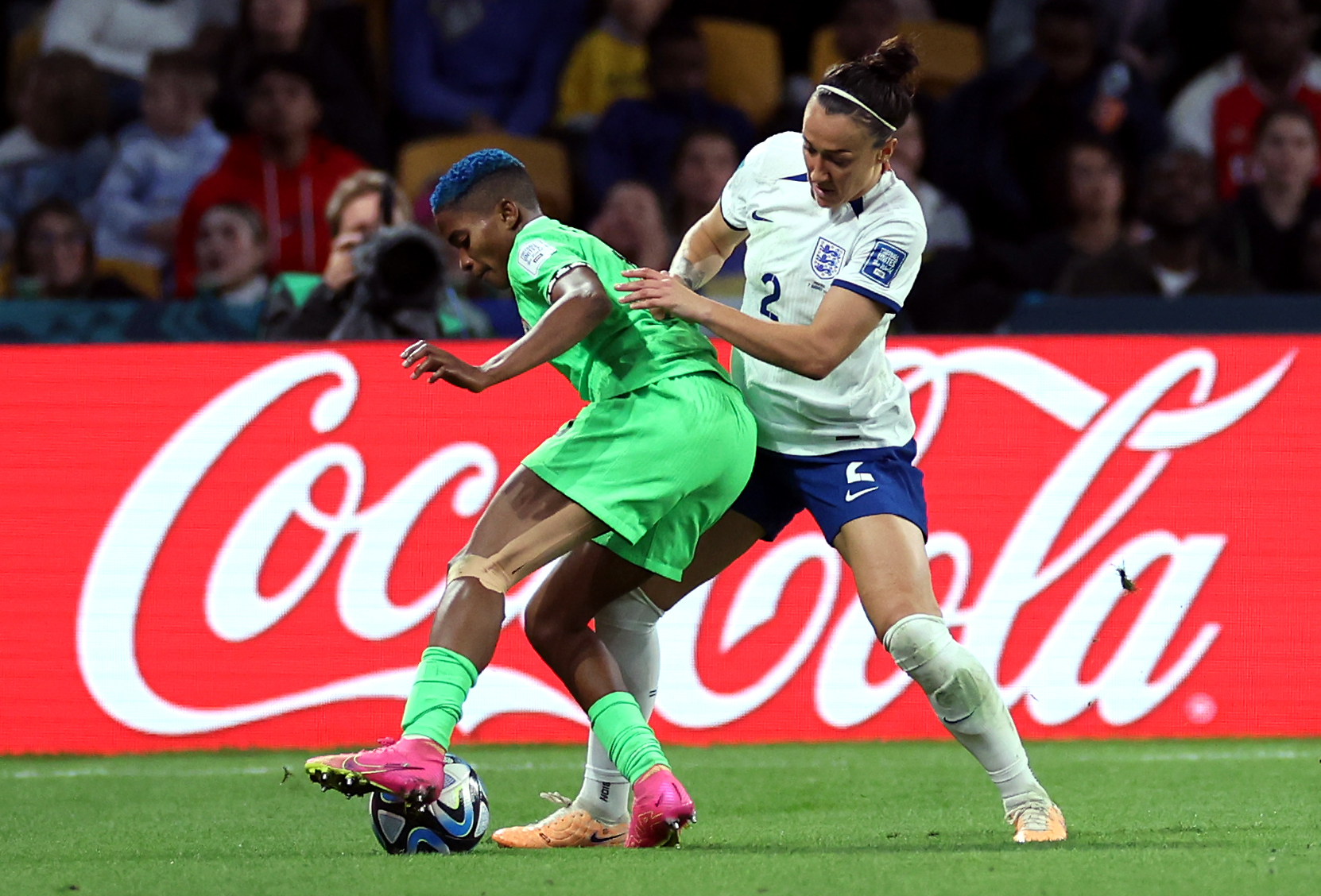 England’s Lucy Bronze, right, has vowed the Lionesses will step it up
