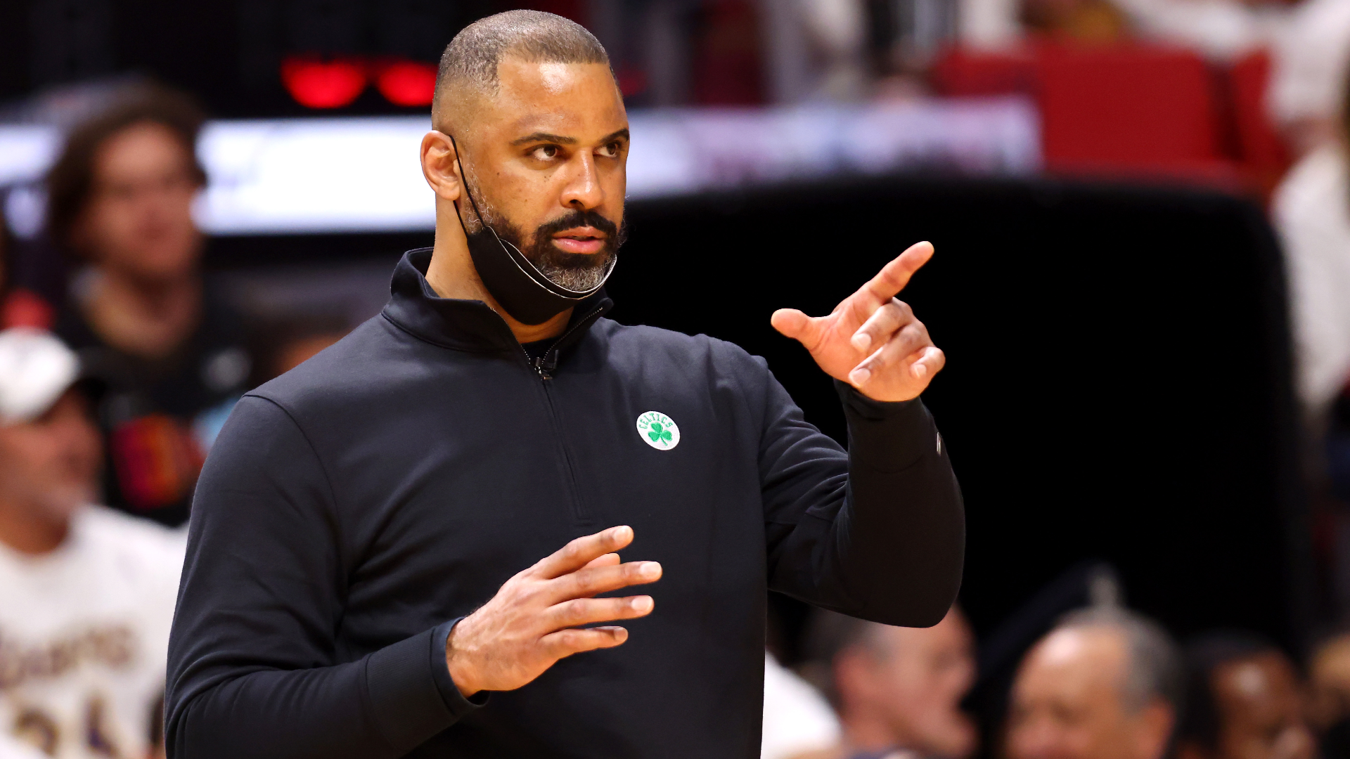 Head coach Ime Udoka of the Boston Celtics looks on
