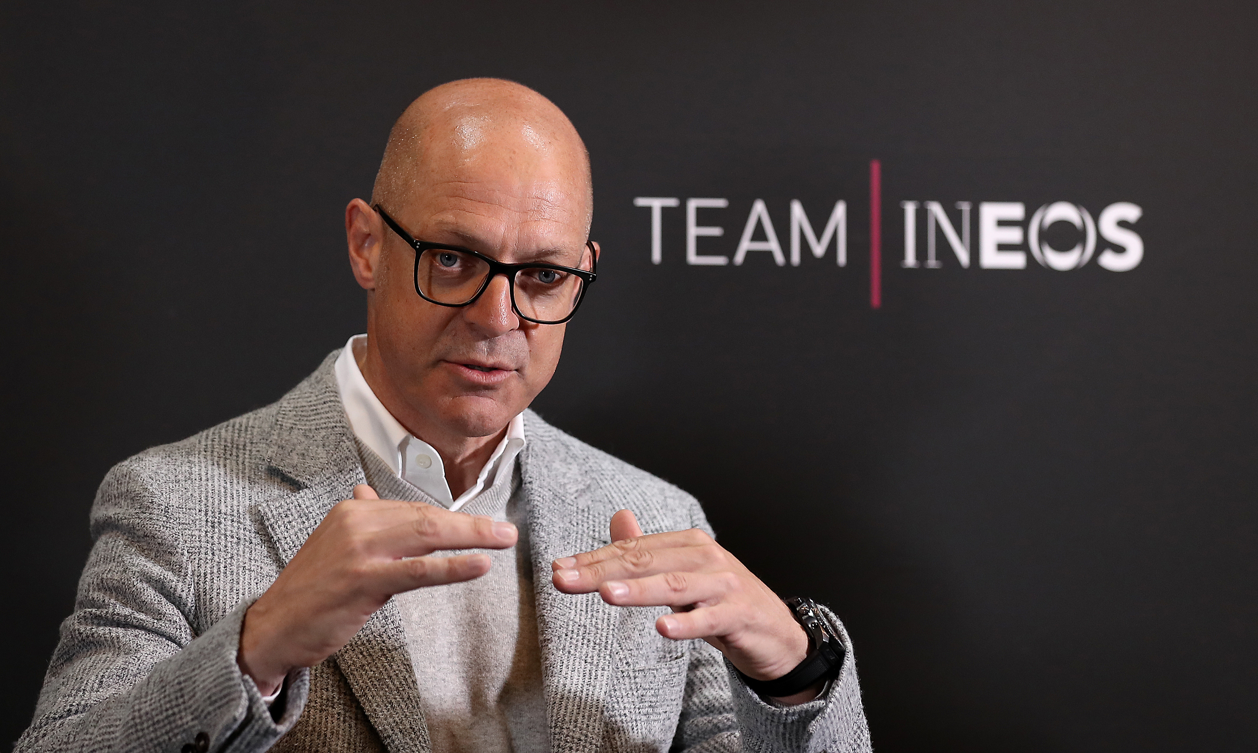 Sir Dave Brailsford during a Team INEOS press conference