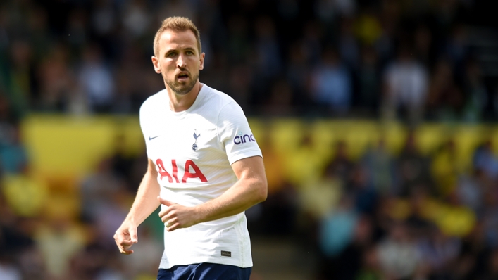 Harry Kane playing for Tottenham against Norwich City