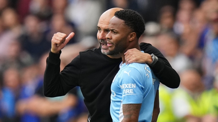 Pep Guardiola and Manchester City winger Raheem Sterling