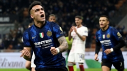 Martinez celebrates opening the scoring for Inter