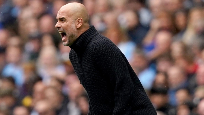 Pep Guardiola saw his Manchester City side see off Leeds (Martin Rickett/PA).