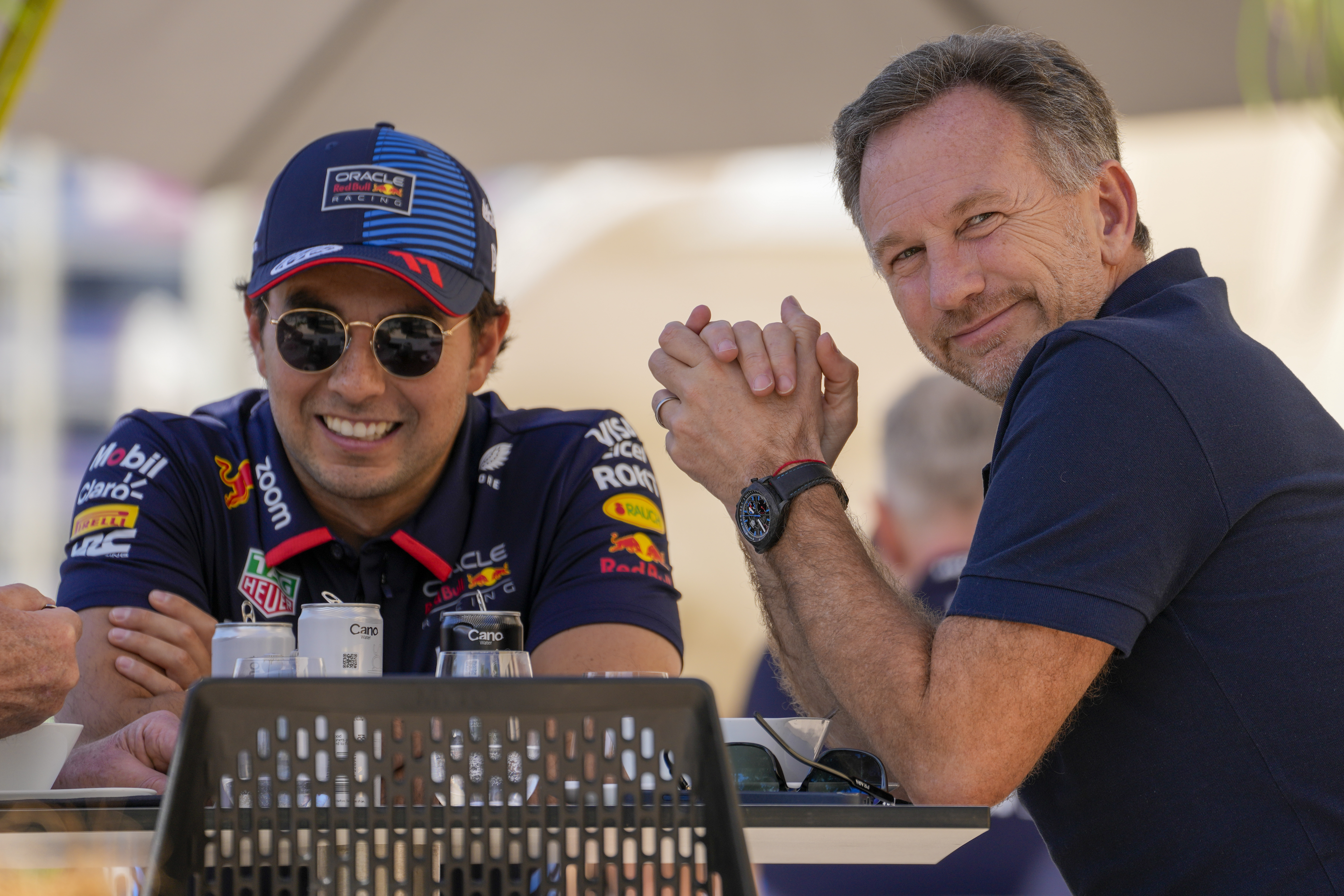 Christian Horner, right, in Bahrain for last weekend's Formula One testing