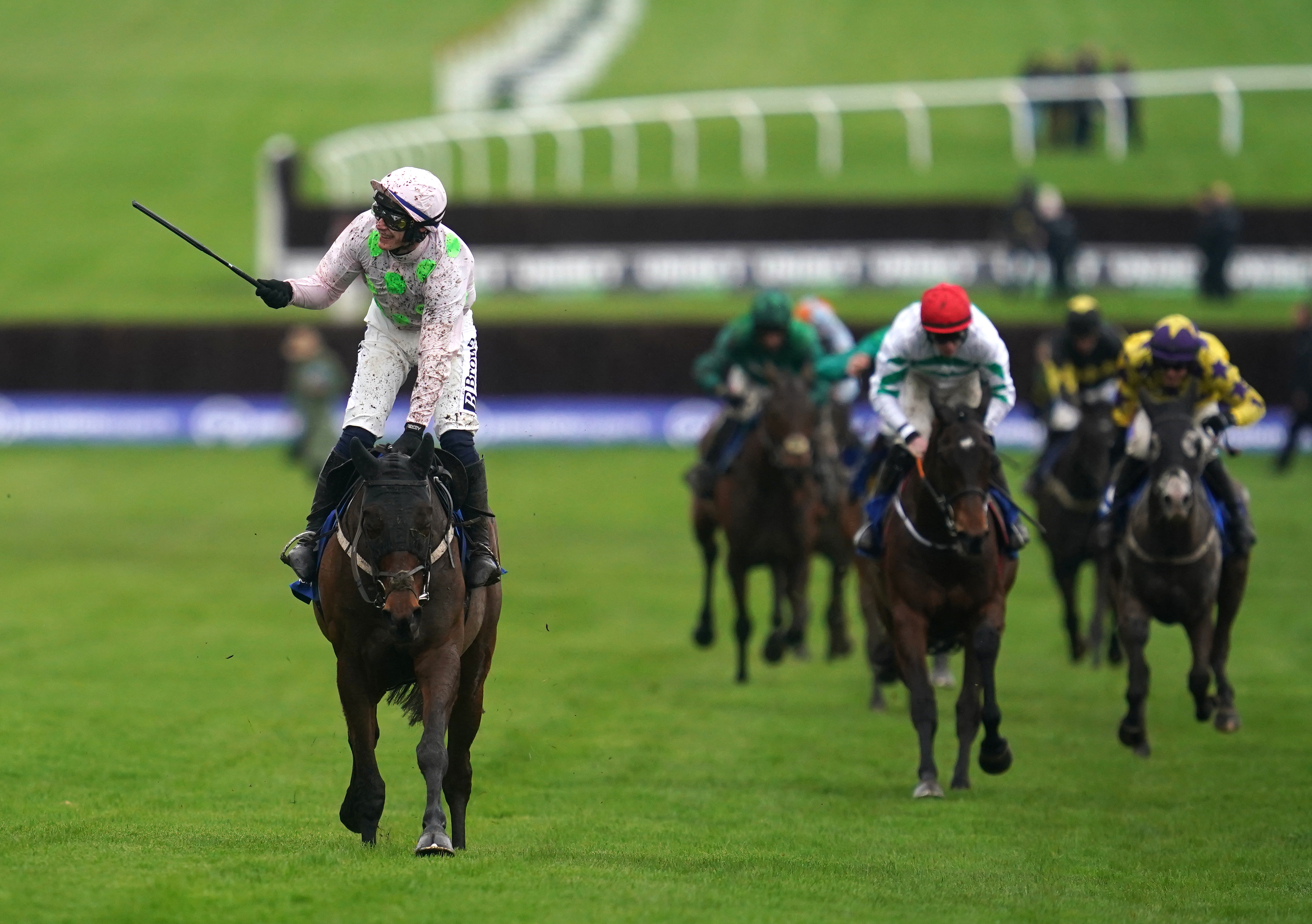 Paul Townend salutes the Cheltenham crowd aboard Gaelic Warrior