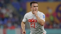 Xherdan Shaqiri quietens the Serbia fans after putting Switzerland in front