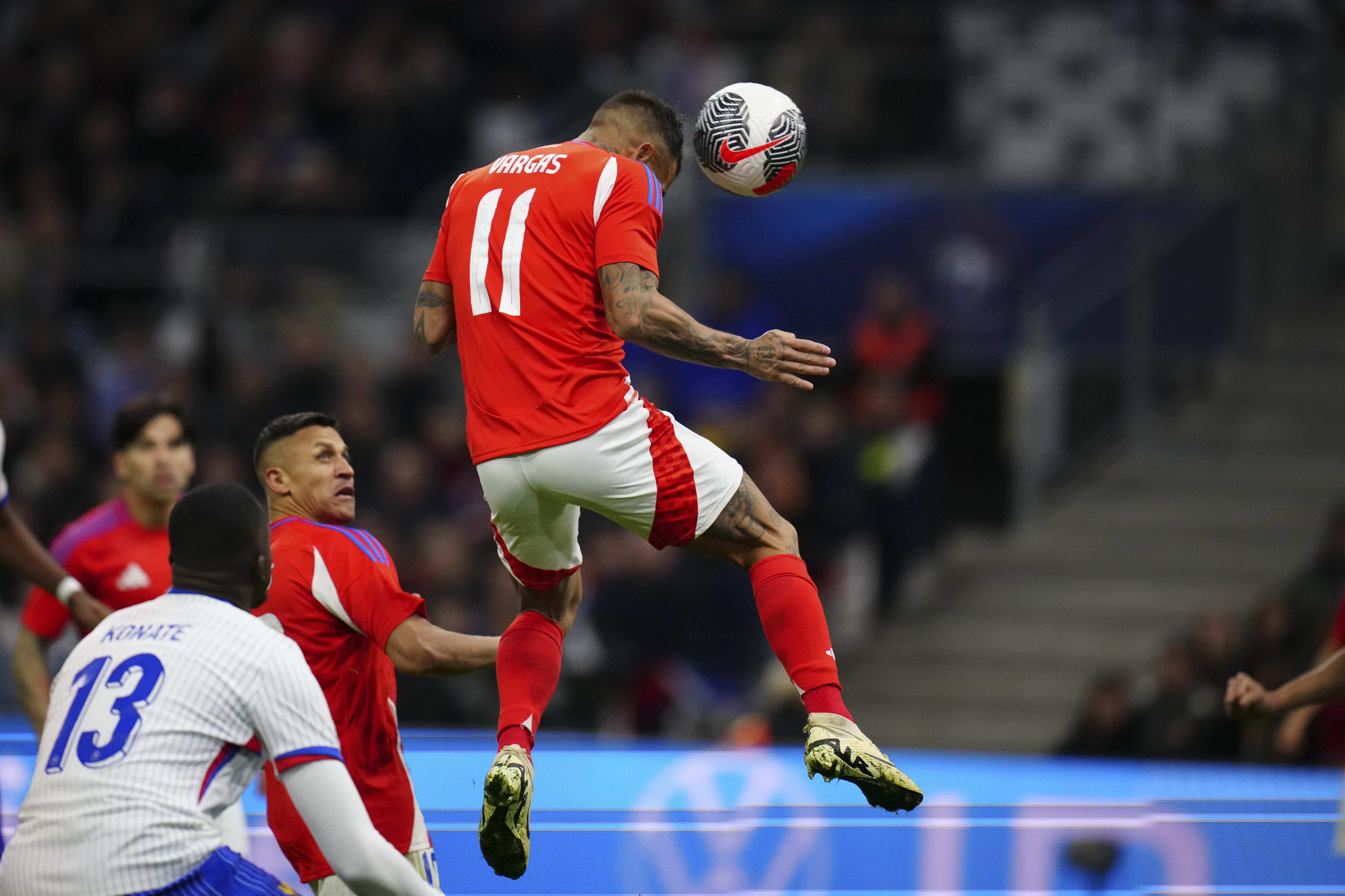 Eduardo Vargas headed a second-half chance for Chile against a post
