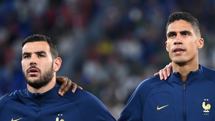 Theo Hernandez and Raphael Varane started for France against Denmark