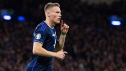 Scott McTominay celebrates his second goal against Spain