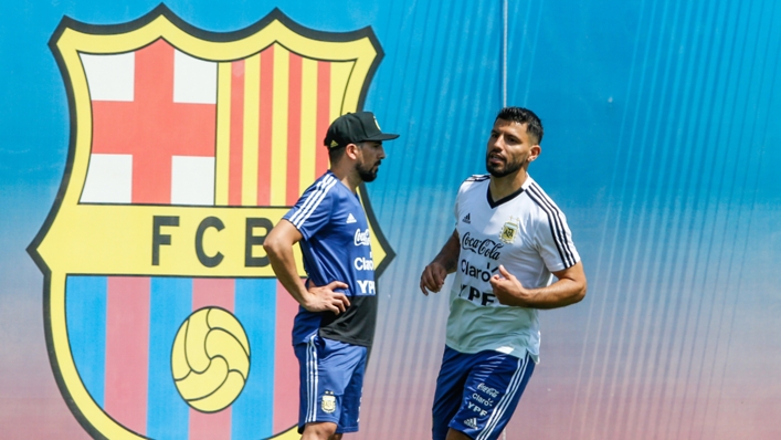 Sergio Aguero trained at Barcelona with Argentina before the 2018 World Cup