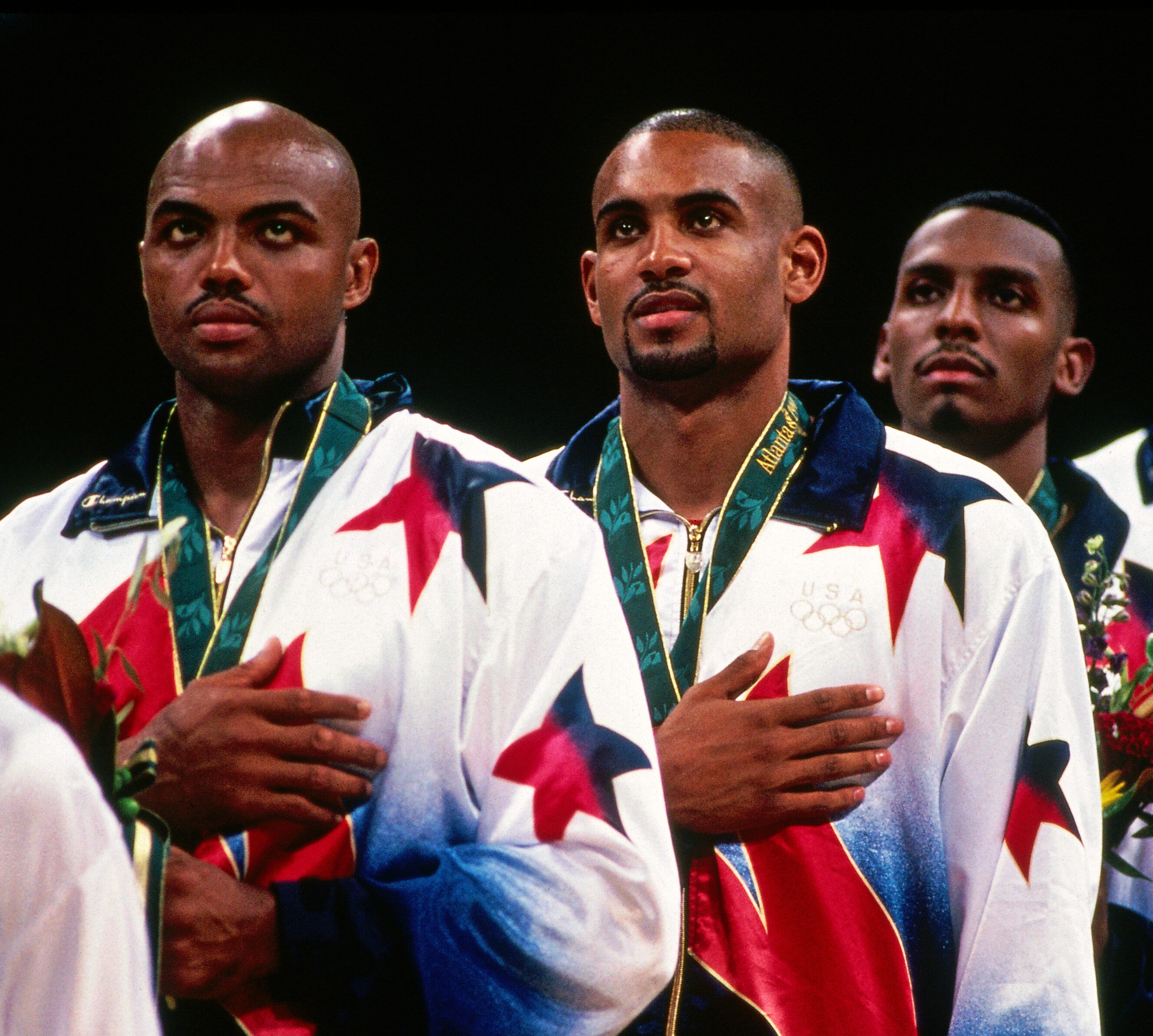 Grant Hill (centre) won Olympic gold in 1996.
