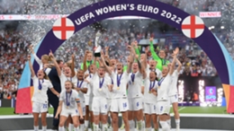England lift the Euro 2022 trophy after beating Germany 2-1 after extra-time in the final