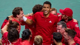 Felix Auger-Aliassime is mobbed after leading Canada to Davis Cup glory