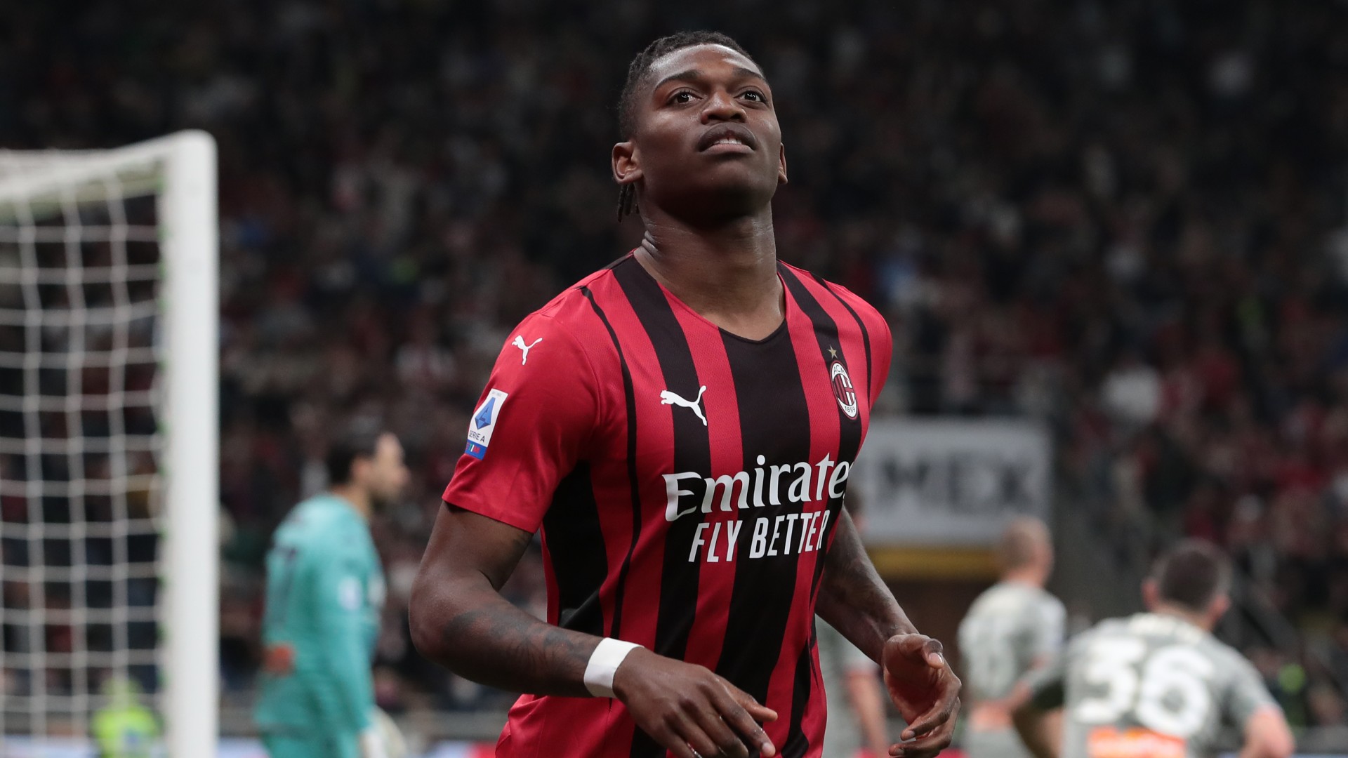 Rafael Leao celebrates against Genoa