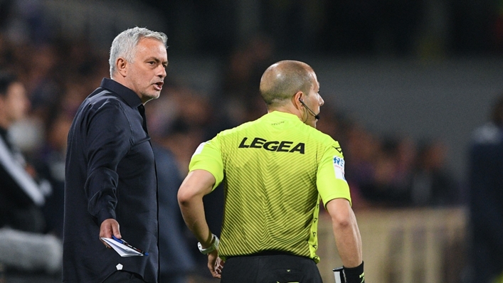 Jose Mourinho took issue with the officials' performance in Roma's 2-0 loss to Fiorentina