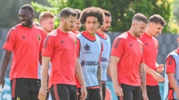 Belgium's players train ahead of their Euro 2020 clash with Finland
