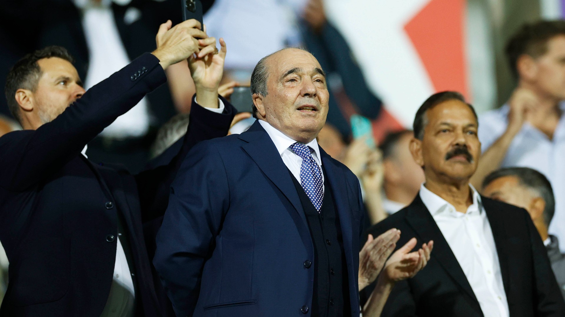 Fiorentina president (centre) Rocco Commisso during the game with Inter