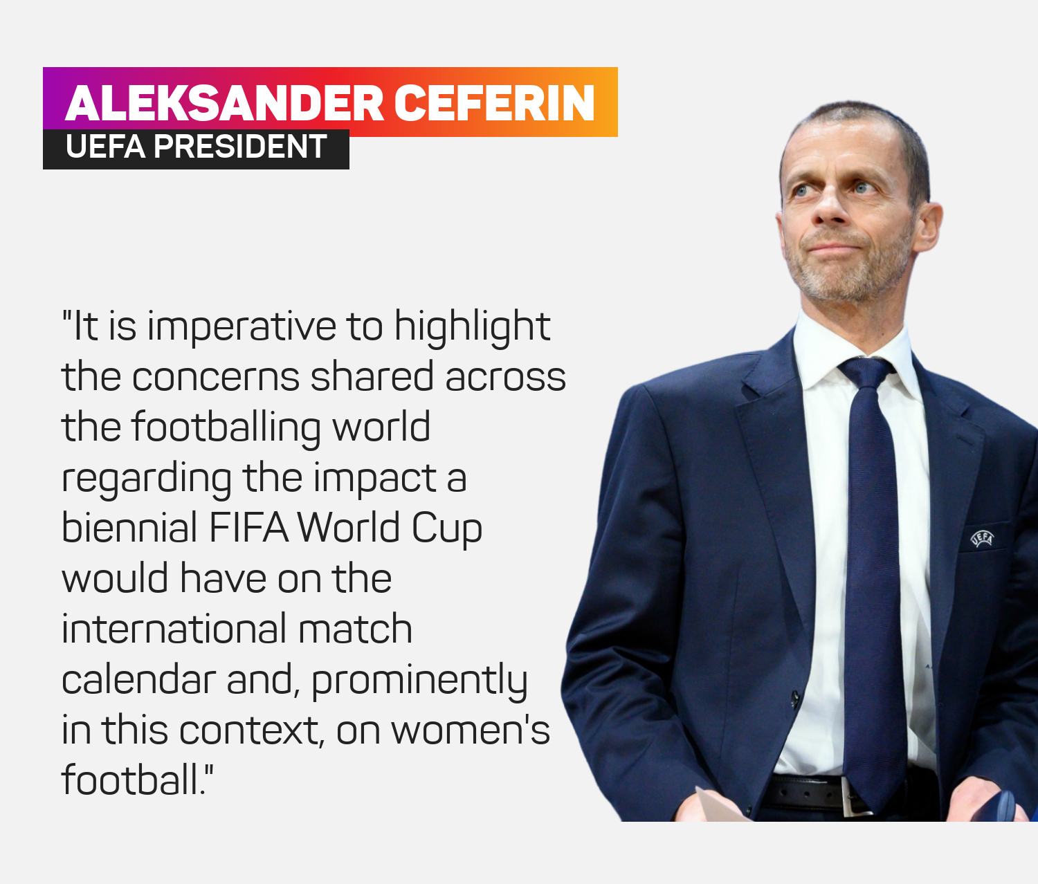 UEFA president Aleksander Ceferin expressed World Cup concern