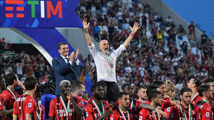 Stefano Pioli celebrates Milan's Scudetto triumph