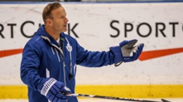 Greg Cronin coaching on Maple Leafs staff.