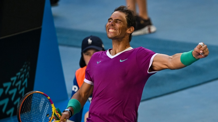 Rafael Nadal celebrates after his progresion to the semi-finals in Melbourne