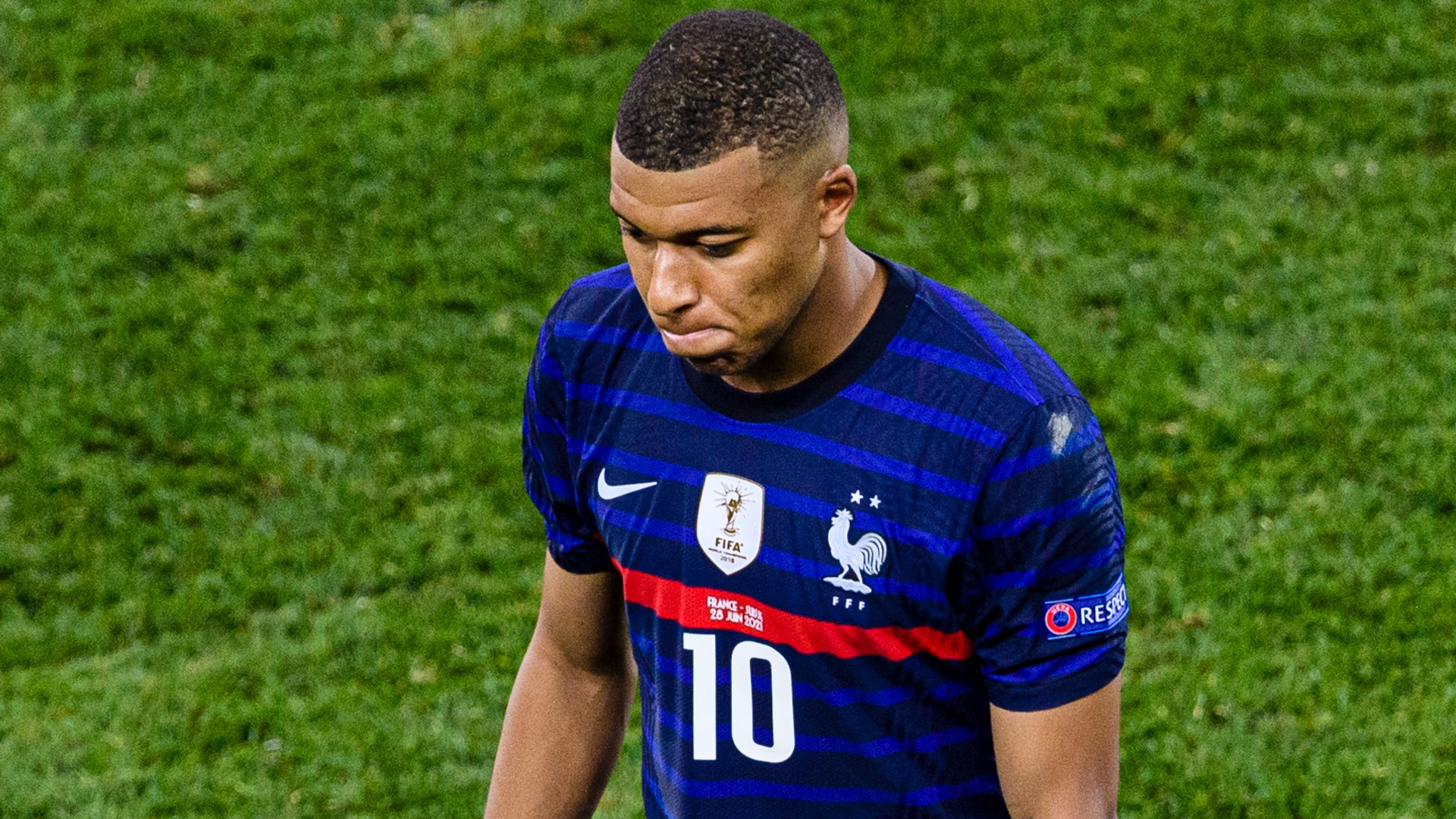 Kylian Mbappe pictured following France's shock Euro 2020 exit