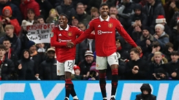Marcus Rashford (R) celebrates his EFL Cup goal for Manchester United on Wednesday