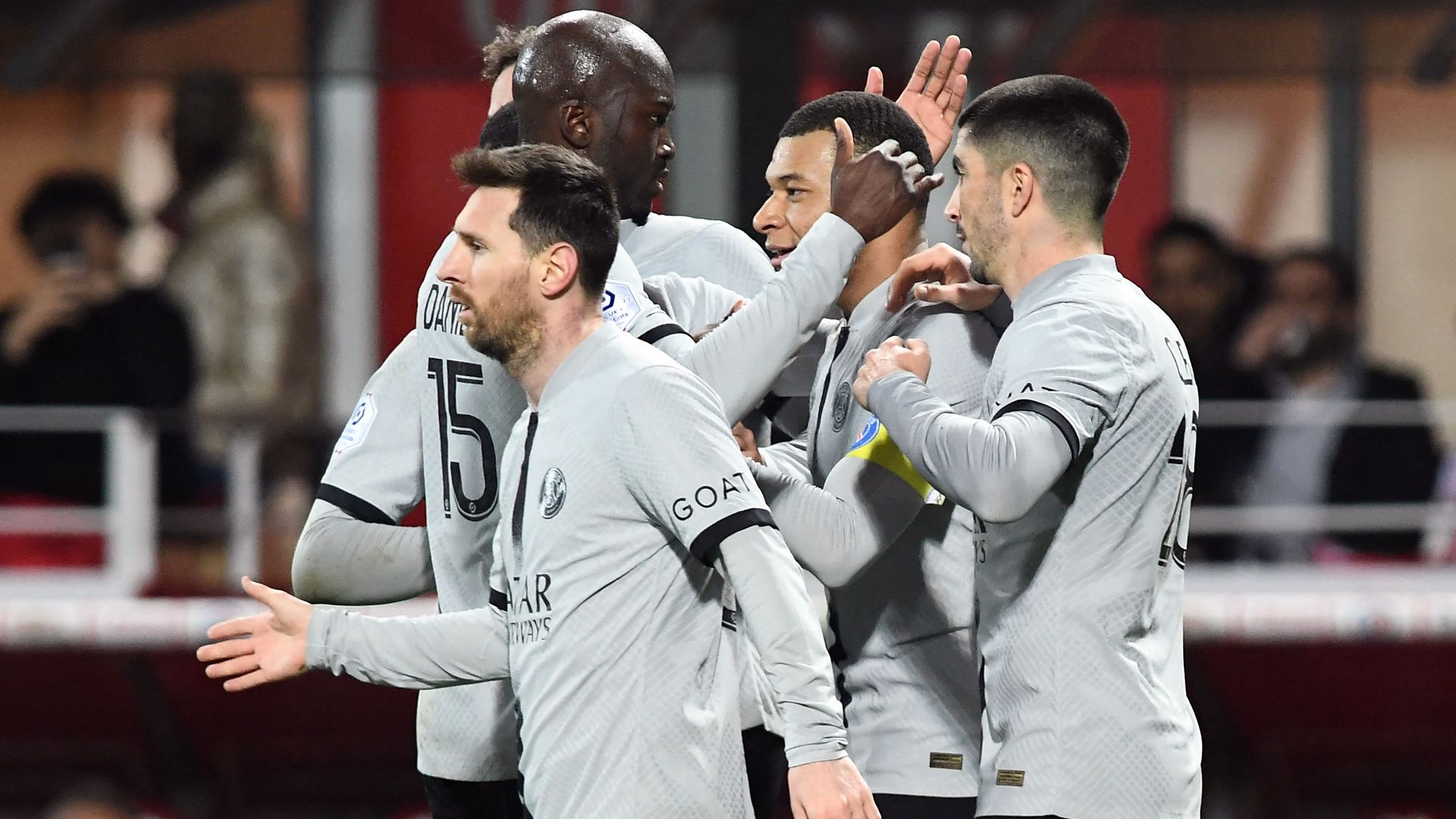 PSG celebrate Kylian Mbappe's late winner