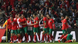 Morocco celebrate their winner against Brazil