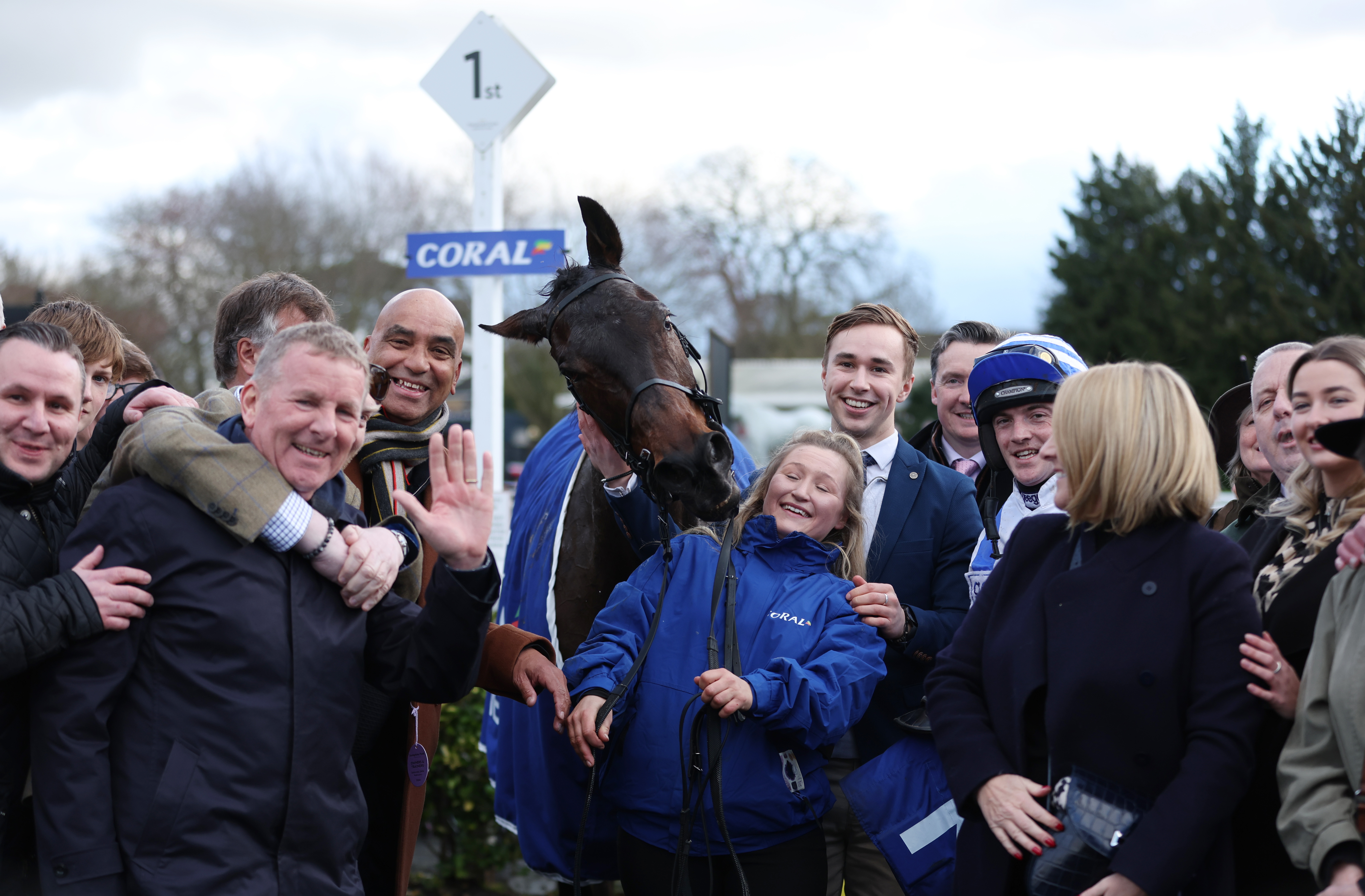 Forward Plan and connections after winning the Coral Trophy Handicap Chase