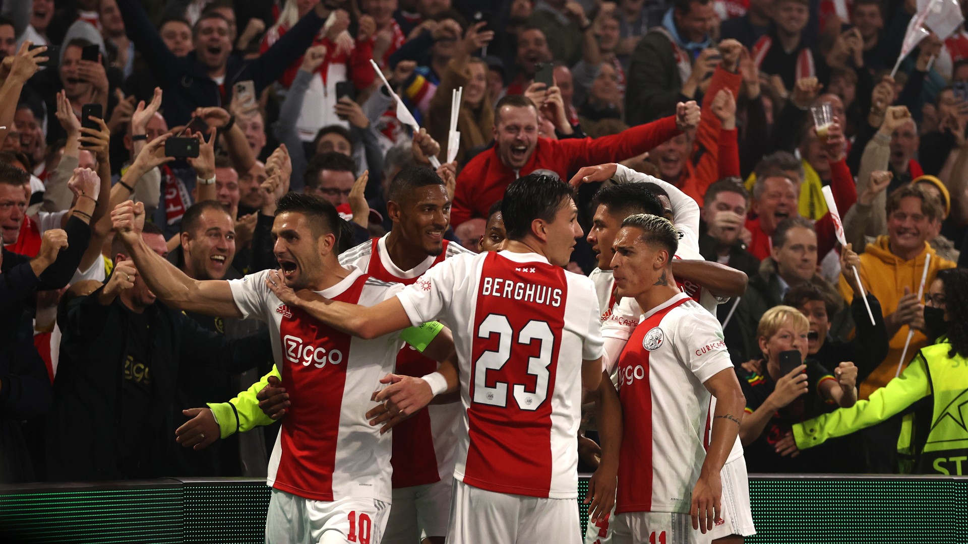 Ajax celebrate a goal in the Champions League