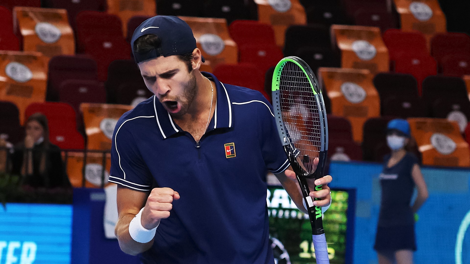 Karen Khachanov in action in Moscow
