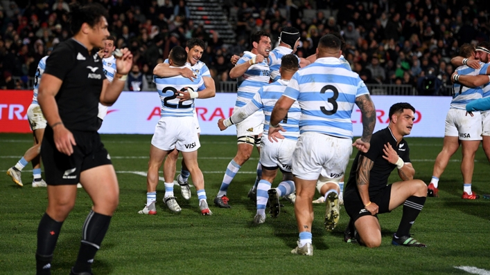 Argentina celebrate a famous win over New Zealand