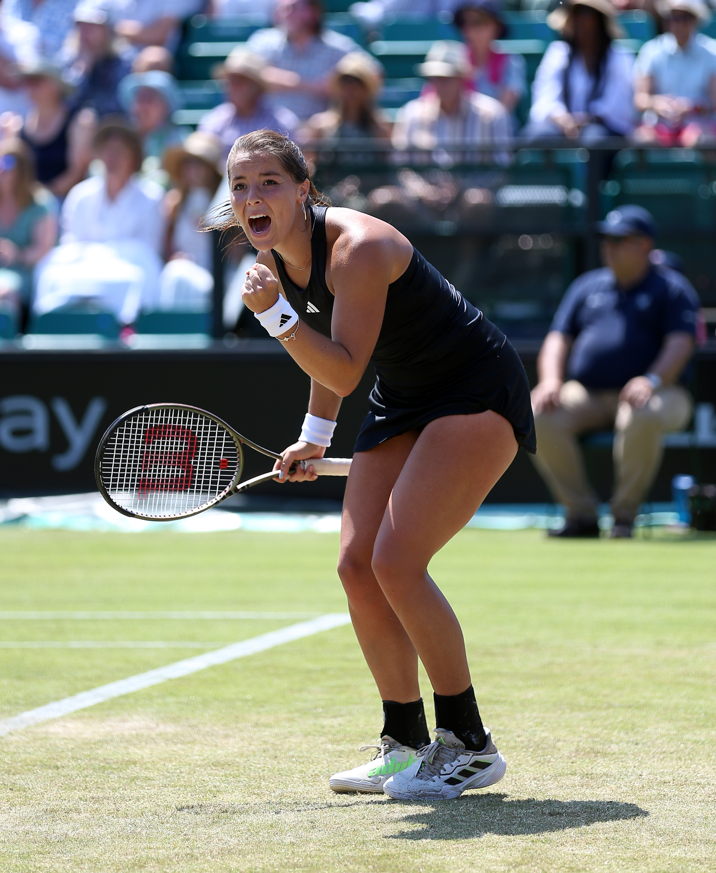 Jodie Burrage celebrates her victory