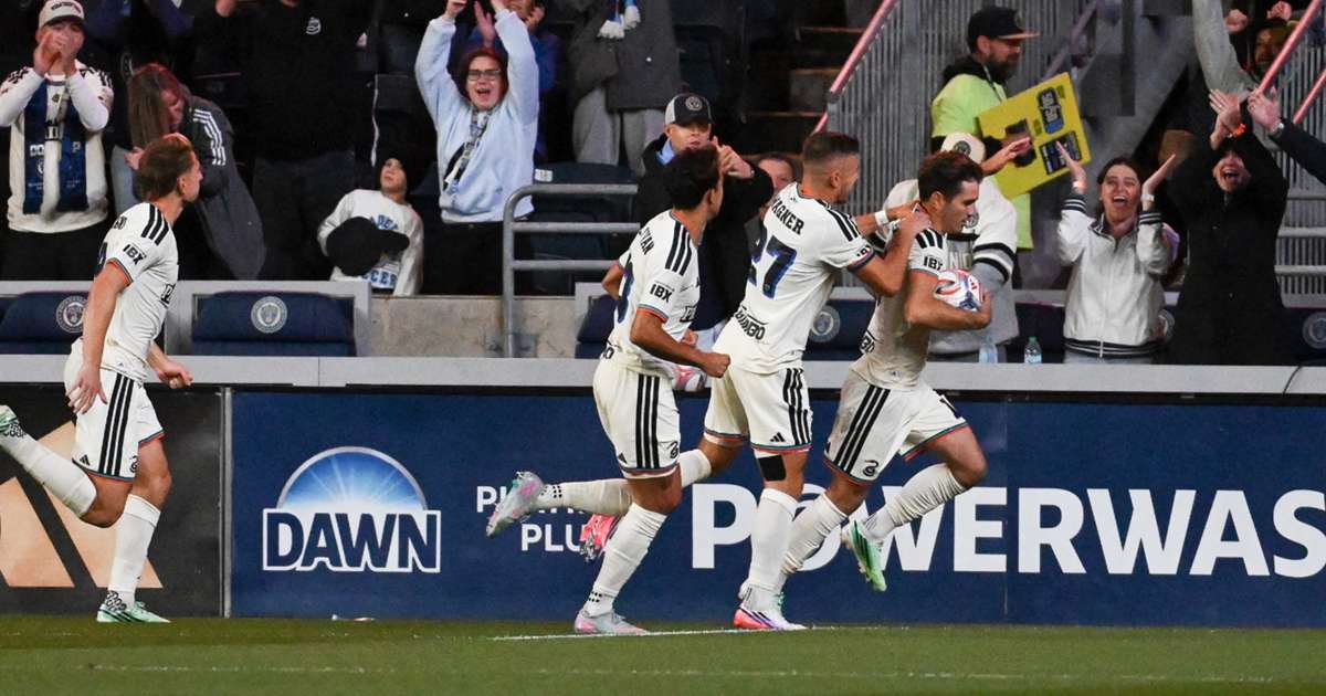 Milan Iloski celebrates after scoring for Philadelphia Union